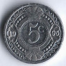 Монета 5 центов. 1995 год, Нидерландские Антильские острова.