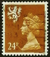 Почтовая марка (24 p.). "Королева Елизавета II". 1989 год, Уэльс.
