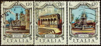 Набор почтовых марок (3 шт.). "Фонтаны". 1977 год, Италия.