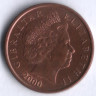 Монета 1 пенни. 2000 год, Гибралтар.