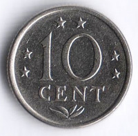 Монета 10 центов. 1977 год, Нидерландские Антильские острова.
