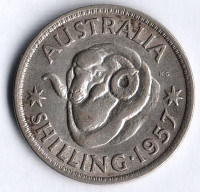 Монета 1 шиллинг. 1957(m) год, Австралия.
