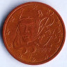 Монета 2 цента. 1999 год, Франция.