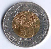 Монета 50 угий. 2014 год, Мавритания.