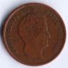 Монета 1 ригсбанкскиллинг. 1842(FK//VS) год, Дания.