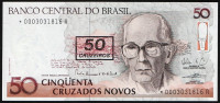Банкнота 50 крузейро. 1990 год, Бразилия. Серия замещения "*".