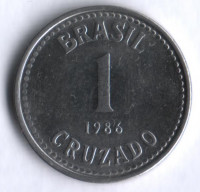Монета 1 крузадо. 1986 год, Бразилия.
