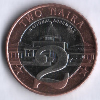 Монета 2 найра. 2006 год, Нигерия.