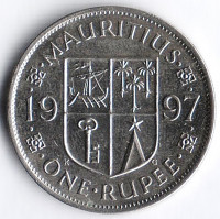 Монета 1 рупия. 1997 год, Маврикий.