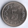 Монета 5 центов. 1972 год, Мальта.