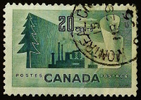 Почтовая марка. "Продукция лесного хозяйства". 1952 год, Канада.