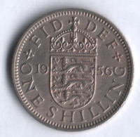 Монета 1 шиллинг. 1956 год, Великобритания (Герб Англии).