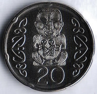 Монета 20 центов. 2020 год, Новая Зеландия.