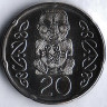 Монета 20 центов. 2020 год, Новая Зеландия.