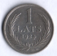 Монета 1 лат. 1924 год, Латвия.