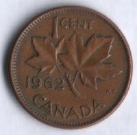 Монета 1 цент. 1962 год, Канада.