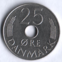 Монета 25 эре. 1975 год, Дания. S;B.