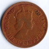 Монета 1 цент. 1962 год, Британские Карибские Территории.