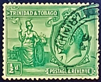 Почтовая марка (½ p.). "Король Георг V и Британия". 1922 год, Тринидад и Тобаго.