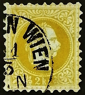 Почтовая марка. "Император Франц Иосиф". 1876 год, Австрия.
