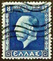 Почтовая марка (8 др.). "Король Георг II". 1937 год, Греция.