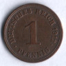Монета 1 пфенниг. 1912 год (E), Германская империя.