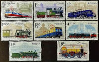Набор почтовых марок (8 шт.). "Локомотивы". 1978 год, Польша.
