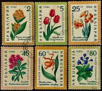 Набор почтовых марок (6 шт.). "Охрана природы: Цветы". 1960 год, Болгария.