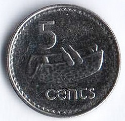 Монета 5 центов. 2006 год, Фиджи.