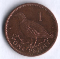 Монета 1 пенни. 2001 год, Гибралтар.