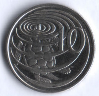 Монета 10 центов. 2002 год, Каймановы острова.