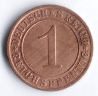 Монета 1 рейхспфенниг. 1925 год (E), Веймарская республика.