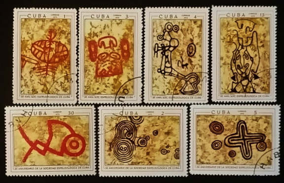 Набор почтовых марок  (7 шт.). "Спелеология". 1970 год, Куба.
