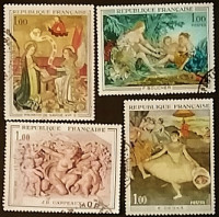 Набор почтовых марок  (4 шт.). "Картины 1970 года". 1970 год, Франция.
