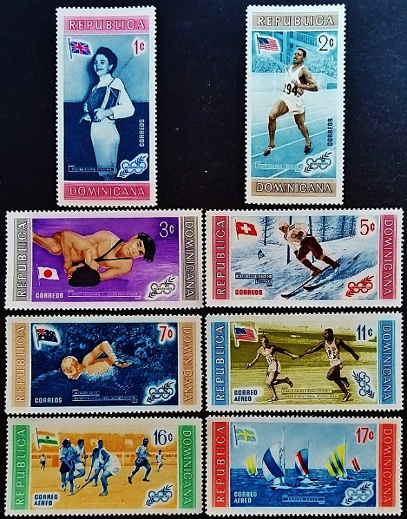 Набор марок (8 шт.). "Летние Олимпийские игры, Мельбурн`1958 (медали)". 1958 год, Доминиканская Республика.