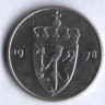 Монета 50 эре. 1978 год, Норвегия.