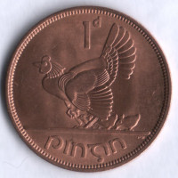 Монета 1 пенни. 1966 год, Ирландия.
