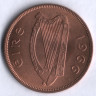 Монета 1 пенни. 1966 год, Ирландия.
