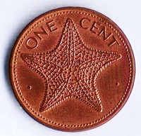 Монета 1 цент. 1990 год, Багамские острова.