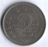 Монета 2 рупии. 2001 год, Шри-Ланка.