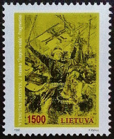 Марка почтовая. «Грюнвальдская битва», Ян Матейка. 1993 год, Литва.