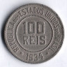 Монета 100 рейсов. 1934 год, Бразилия.