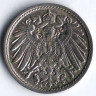 Монета 5 пфеннигов. 1911 год (D), Германская империя.