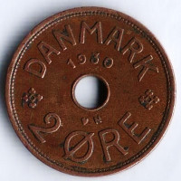 Монета 2 эре. 1930 год, Дания. N;GJ.