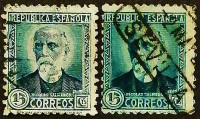 Набор почтовых марок (2 шт.). "Николас Сальмерон Алонсо - Президент Первой Испанской республики". 1931-1932 годы, Испания.