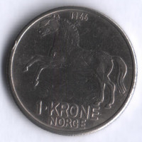 Монета 1 крона. 1966 год, Норвегия.
