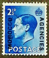 Почтовая марка. "Король Эдуард VIII". 1936 год, Марокко (Британский Почтовый Офис).