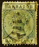 Почтовая марка. "Королева Виктория". 1882 год, Барбадос.
