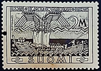 Марка почтовая (2 m.). "100-летие национального эпоса «Калевала»". 1935 год, Финляндия.