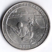 Монета 25 центов. 2019(P) год, США. Национальный монумент воинской доблести в Тихом океане.